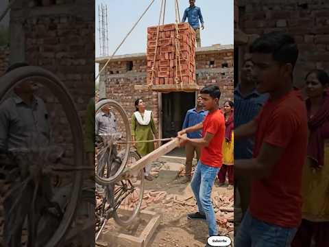 साइकिल बनी ईंट उठाने की मशीन 😱 | Real Desi Jugaad Viral #shorts #desijugaad #ai