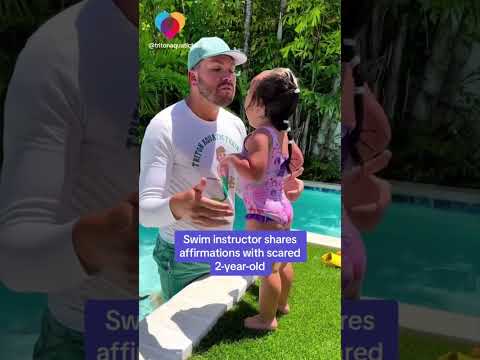Swim instructor shares affirmations with scared 2-year-old #shorts