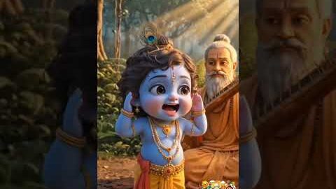 ठाकुरजी पर आवाज थी राधा की! 💫#krishna​ #desi cartoon world #krishnalove #viralvideo #trending