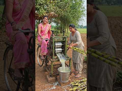 “देसी जुगाड़: साइकिल से गन्ने का ताज़ा रस निकालो! 🍹🚲 | Desi Jugad | #shorts #viral #desi