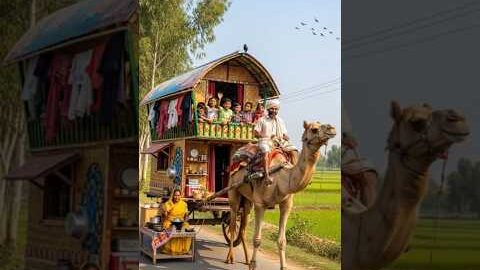 ऊंट गाड़ी में बना दिया 2 मंजिला घर 😲 | Desi Jugaad #desijugaad #trending