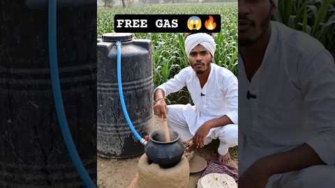 Desi Jugaad Gas System 😱🔥 Gareeb Kisan Ka Smart Idea | Free Gas Cooking 🤯 #shorts #aivideo #trending