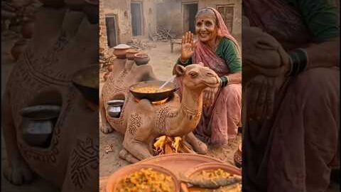 गाँव की दादी का ऊँट वाला चूल्हा 😳🔥#Desi Magic#VillageCooking #DesiJugaad #IndianVillage#viralvideo