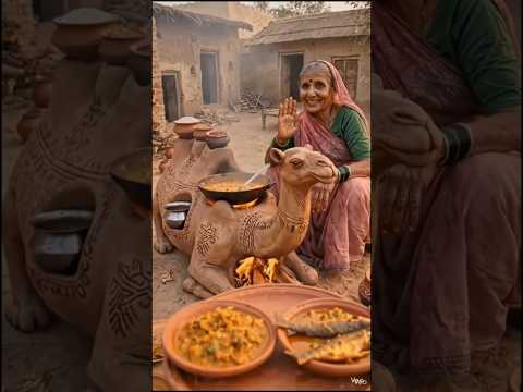 गाँव की दादी का ऊँट वाला चूल्हा 😳🔥#Desi  Magic#VillageCooking #DesiJugaad #IndianVillage#viralvideo