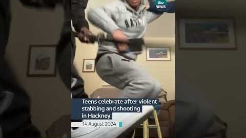 Teens celebrate after violent stabbing and shooting in Hackney #itvnews #news #crime