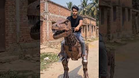 Riding a Real Iron Dinosaur 😱🦖 | Desi Jurassic World #shorts