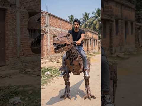 Riding a Real Iron Dinosaur 😱🦖 | Desi Jurassic World #shorts