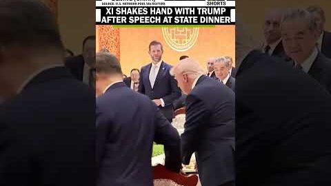 Xi Jinping shakes hand with Trump after his speech at State Dinner in China’s Beijing