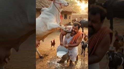 Angry Gaay vs Desi Dudhwala 🤣 #shorts #shortsfeed #funny