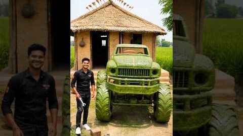 (Village Artist & Bamboo Monster Truck!) #monstertruck #desi #woodscraft #ai
