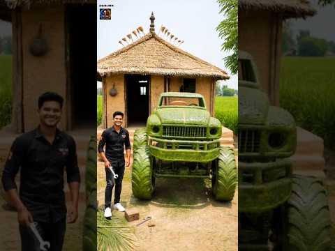 (Village Artist & Bamboo Monster Truck!) #monstertruck #desi #woodscraft #ai