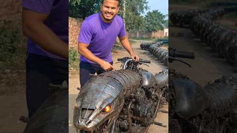 😱🐍 Desi jugad se gaon Bnaya Bike ko snake, innovation video #desijugad #ytshorts #viralvideo