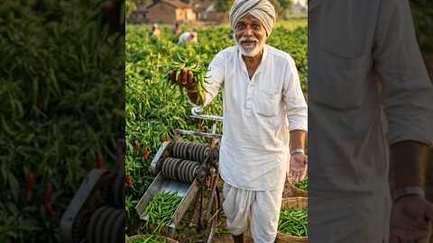 🔥 Dadaji Ka Hari Mirch Todne Ka Desi Jugaad! #shorts #desijugaad #farming #dadaji