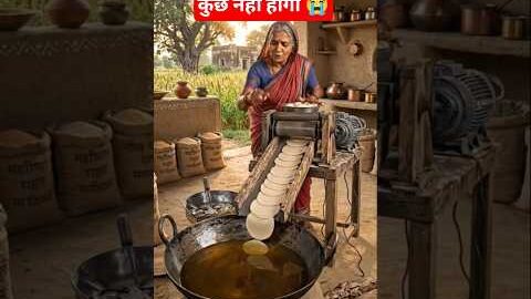 Old Lady Builds Amazing Puri Making Machine 😱 | Desi Jugad Food Machine | Village Innovation #Shorts