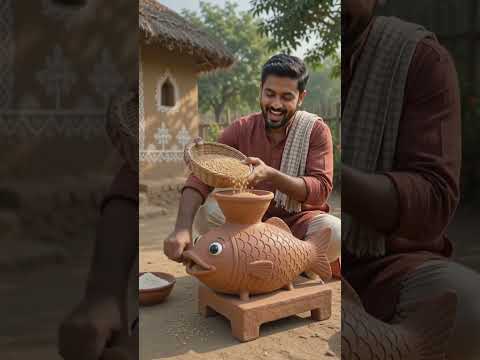 মাছের আকৃতিতে বানিয়েছি দেশি গম পেষাই মেশিন#desi #ata