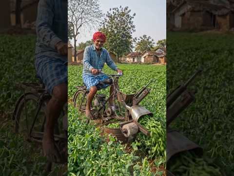 🔥 Grandpa’s Genius Desi Jugaad! Pea Shelling Machine Made with Cycle + Motor#desijugaad #agriculture