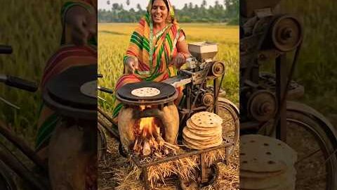 साईकिल मशीन से रोटी बनाने का जुगाड गैस का झंझट खत्म#desi #machine #cycle #jugad #roti #kisan #yuvi