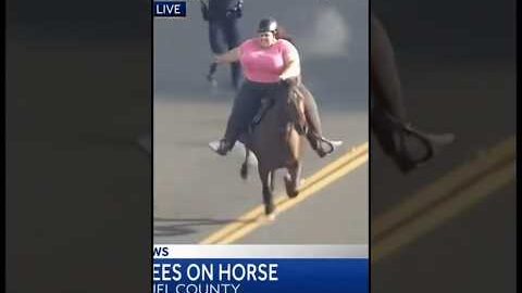 No way that horse is holding her💀🤣 #chase #viral #police #sora