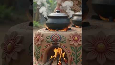 ফুলের আকৃতির মাটির দেশি চুলা বানিয়েছি🌸🔥🍲#desi #villagerlifestyle #shortvideo #chulha