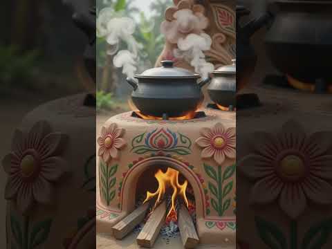 ফুলের আকৃতির মাটির দেশি চুলা বানিয়েছি🌸🔥🍲#desi #villagerlifestyle #shortvideo #chulha