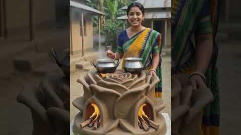 ফুলের আকৃতির মাটির দেশি চুলা বানিয়েছি#desi #chulha #viral