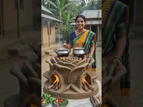 ফুলের আকৃতির মাটির দেশি চুলা বানিয়েছি#desi #chulha #viral