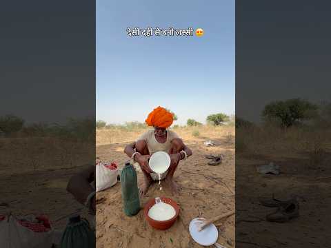 गाँव की देसी लस्सी 😍 #villagelife #culture #desi #rajasthani #shorts #subscribe