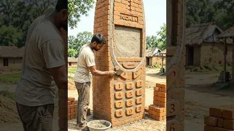 ईंट और सीमेंट से बनाया विशाल Nokia मोबाइल 📱 | Amazing Desi Jugaad Art 😱 #Shorts