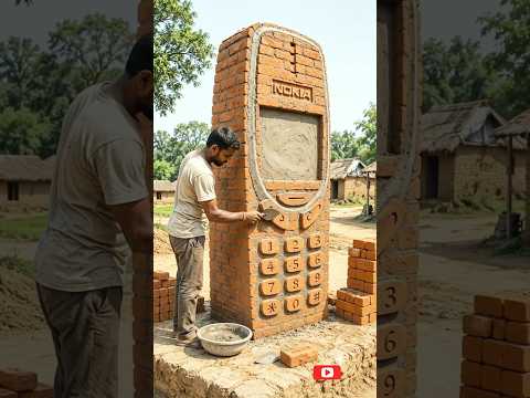 ईंट और सीमेंट से बनाया विशाल Nokia मोबाइल 📱 | Amazing Desi Jugaad Art 😱 #Shorts