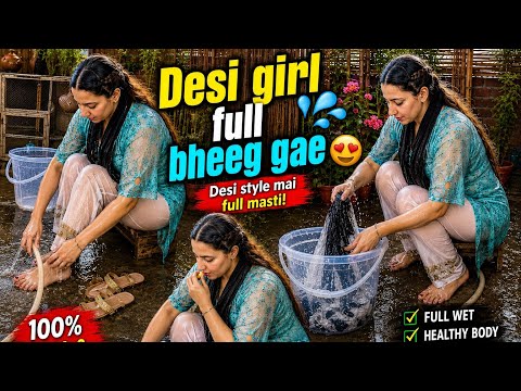 Desi Girl Full Bheeg Gayi ||Kapre Wash Kiye | Beautiful Pakistani Village Life Vlog🏡