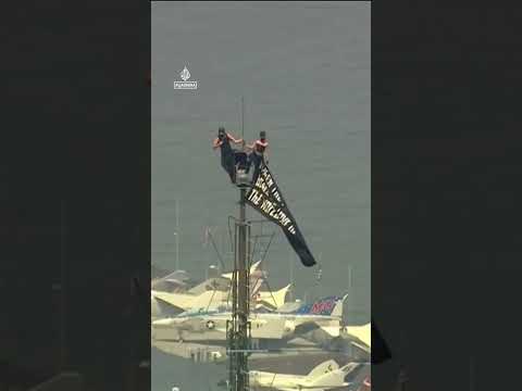 Russian couple arrested after climbing Empire State Building in daredevil proposal | AJ #shorts