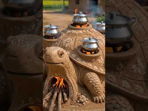কচ্ছপের আকৃতির এই অভিনব দেশি মাটির চুলা #desi #villagerlifestyle #chulha