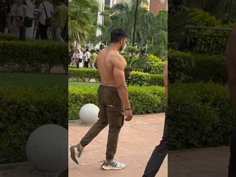 Shirtless walking in public place see reaction | #viral #gym #shorts #reels