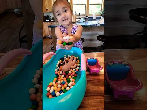 ASMR Gumball Bath with Baby & Doll! π¬π So Cute! #shorts #Satisfying #viral #asmr