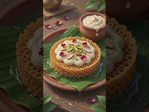 🌧️🍯 AUTHENTIC DESI VILLAGE GHEVAR RECIPE | HEAVY RAIN WATERFALL COOKING 🌿🔥