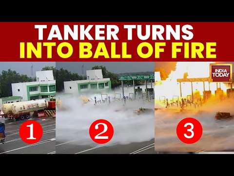 Viral Video Of LPG Tanker Hits UP’s Kaushambi Toll Plaza, Huge Explosion Caught On CCTV