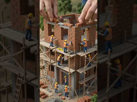 Tiny Workers Build an Amazing Brick House! 🧱🏠 #Shorts