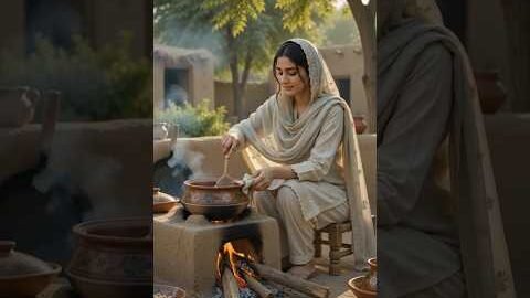 Desi Kuri making Halwa puri #creativecontentcreator #desi #food #mudkitchen #halwapuri #viral #fyp