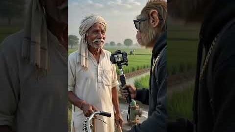 🐵 Desi Cycle Village Vlog 🚲 | AI Monkey Explores Indian Village Morning |#desi #vlog #ai #shorts