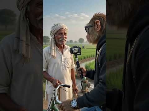 🐵 Desi Cycle Village Vlog 🚲 | AI Monkey Explores Indian Village Morning |#desi #vlog #ai #shorts