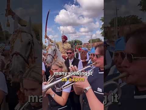 A viral video of Punjabi wedding in London featuring a British band playing Punjabi instruments.