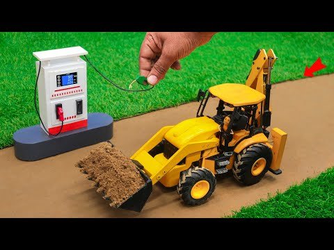 Diy mini JCB 3dx and tractor loaind sand in trolley | science project @TechCreatorsOfficial
