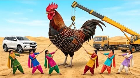 300 Foot Giant Desi chicken Rooster! 🐓🔥🏜️  Desert Survival Mega Feast #DesiChicken #village #cooking