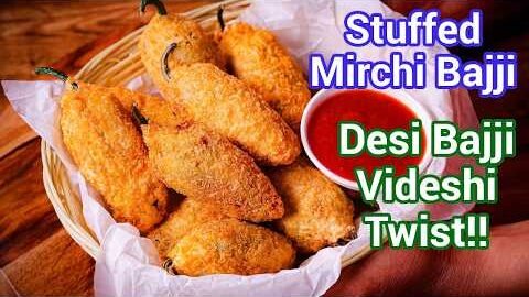 Desi Bajji Meets Videshi Twist – Stuffed Mirchi Bajji Without Besan | Stuffed Chilli Snack Recipe