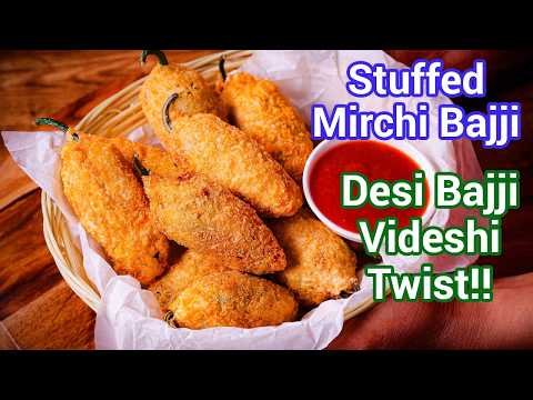 Desi Bajji Meets Videshi Twist – Stuffed Mirchi Bajji Without Besan | Stuffed Chilli Snack Recipe