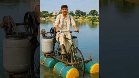 Desi Jugaad: Purani Cycle aur Drum se Banai Shandar Nadi Paar Karne wali Naav! 🚴‍♂️🛶