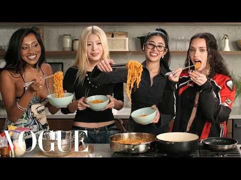 KATSEYE Cook Buldak Ramen Carbonara Together | Now Serving | Vogue