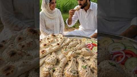 Chicken Kali Mirch & Naan 🤤 | Desi Village cooking ASMR| Ali & Fatima #shorts