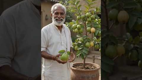 Desi jugad se gamle me lagaya amrud ka ped🍐🌳#desi#oldman#tree#gaon#guava#amrud#beautiful#wow#shorts