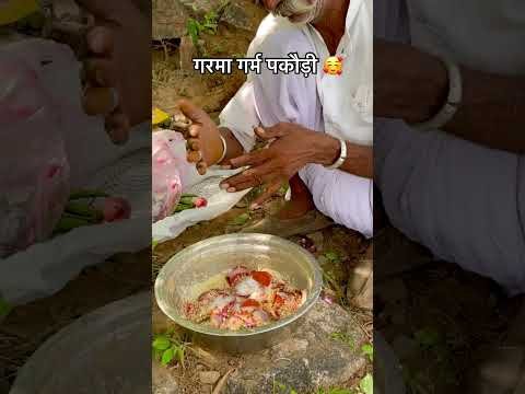 पहली बारिश 🌧️ और गरमा गरम पकौड़ी 🥰 #food #villagelife #desi #shorts #rajasthani #culture